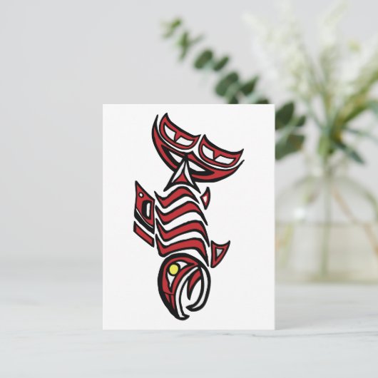 Haida zalm briefkaart (Staand voorkant)