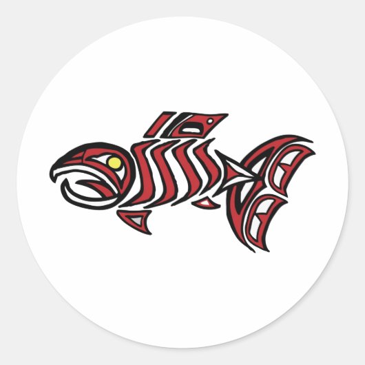 Haida zalm ronde sticker (Voorkant)