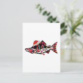 Haida Zalm Spirit Dier met Kerstverlichting Briefkaart (Staand voorkant)