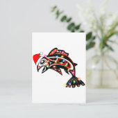 Haida Zalm Spirit Dier met Kerstverlichting Briefkaart (Staand voorkant)