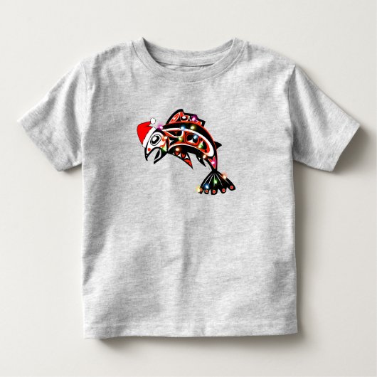 Haida Zalm Spirit Dier met Kerstverlichting Kinder Shirts (Voorkant)