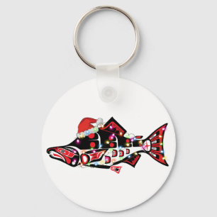 Haida Zalm Spirit Dier met Kerstverlichting Sleutelhanger