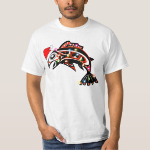 Haida Zalm Spirit Dier met Kerstverlichting T-shirt