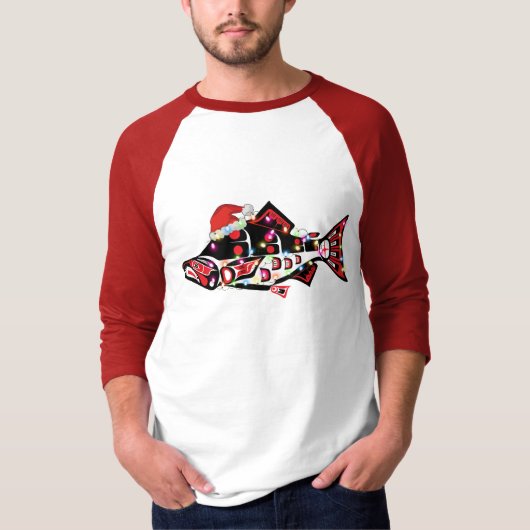 Haida Zalm Spirit Dier met Kerstverlichting T-shirt (Voorkant)