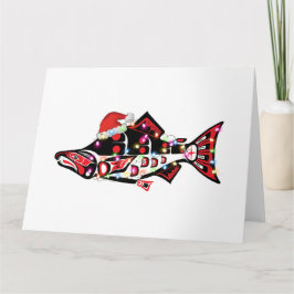 Haida Zalm Spiritueel Dier Met Kerstverlichting Kaart