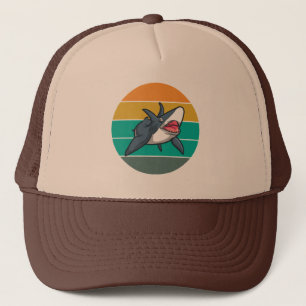 Haifisch Retro Zonsondergang Zomer Vissen Trucker Pet