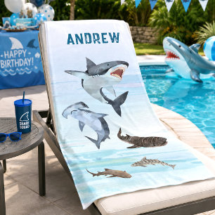 Haifisch Verjaardags Zwembad Feest Handdoek Favori