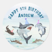 Haifisch Verjaardags Zwembad Feest Stickers (Voorkant)