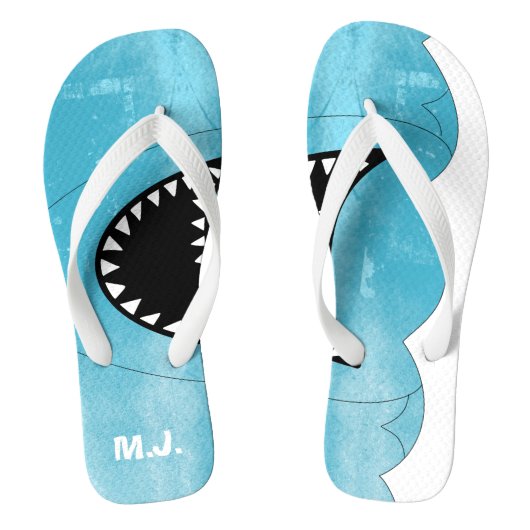 Haifischmond Golf Monogram Illustratie Teenslippers (Voetbed)