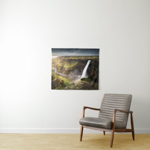 Haifoss Waterfall Summer in Iceland Wandkleed