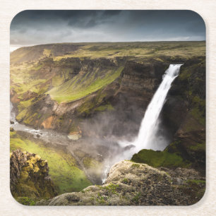 Haifoss Waterfall Zomer IJsland Kartonnen Onderzetters
