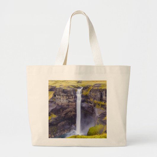 Haifoss waterval, IJsland Grote Tote Bag (Voorkant)