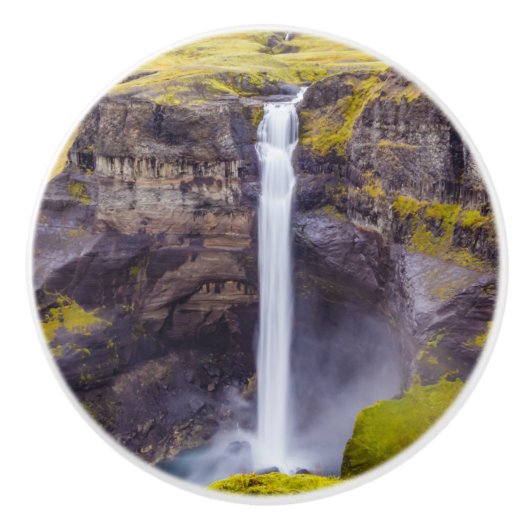 Haifoss waterval, IJsland Keramische Knop (Voorkant)