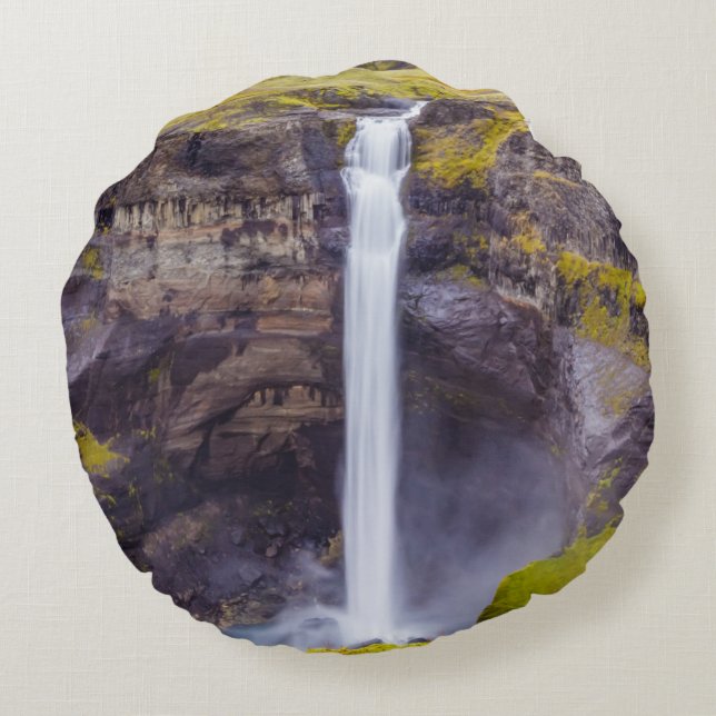 Haifoss waterval, IJsland Rond Kussen (Achterkant)