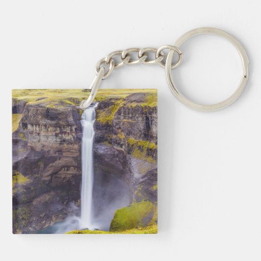Haifoss waterval, IJsland Sleutelhanger (Achterkant)