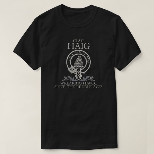 Haig Clan crest Schotse achternaam tartan Thistle T-shirt (Design voorkant)