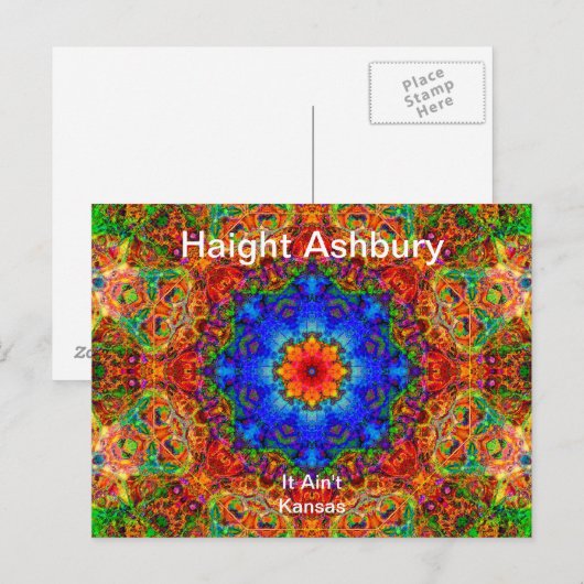 Haight Ashbury Psychedelic Hippie Mode Art Briefkaart (Voorkant / Achterkant)