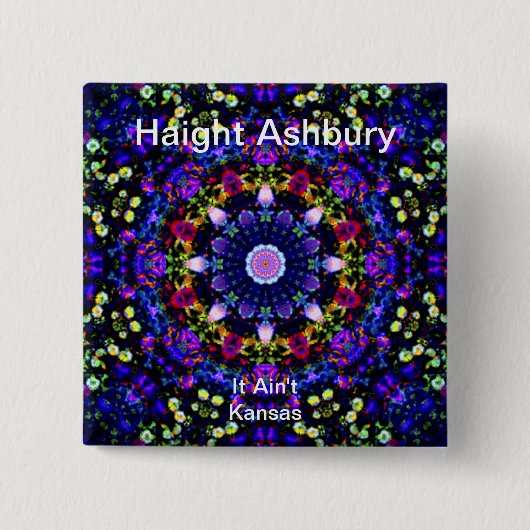 Haight Ashbury Psychedelic Hippie Mode Art Vierkante Button 5,1 Cm (Voorkant)