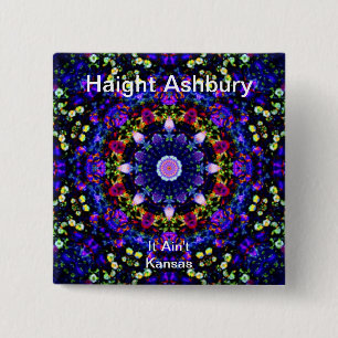 Haight Ashbury Psychedelic Hippie Mode Art Vierkante Button 5,1 Cm