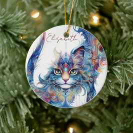 Haight-Ashbury Stijl Psychedelic Cat Ornament