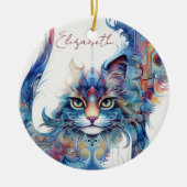 Haight-Ashbury Stijl Psychedelic Cat Ornament (Voorkant)