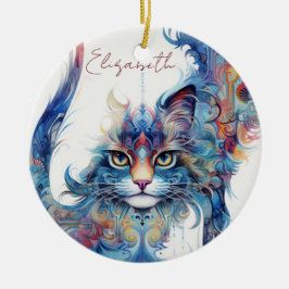 Haight-Ashbury Stijl Psychedelic Cat Ornament