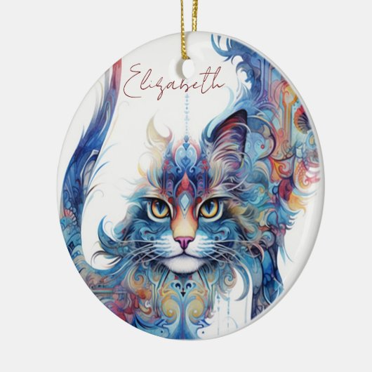 Haight-Ashbury Stijl Psychedelic Cat Ornament (Links)