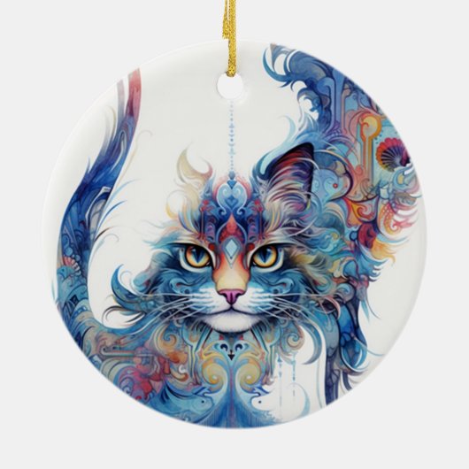 Haight-Ashbury Stijl Psychedelic Cat Ornament (Achterkant)