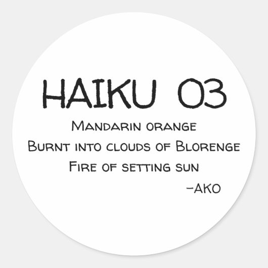 HAIKU 03 RONDE STICKER (Voorkant)
