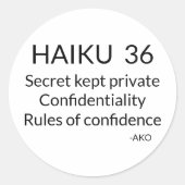 HAIKU 36 RONDE STICKER (Voorkant)