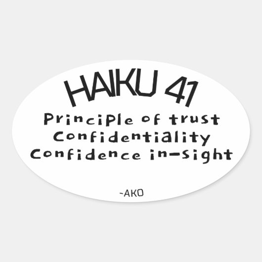 HAIKU 41 OVALE STICKER (Voorkant)