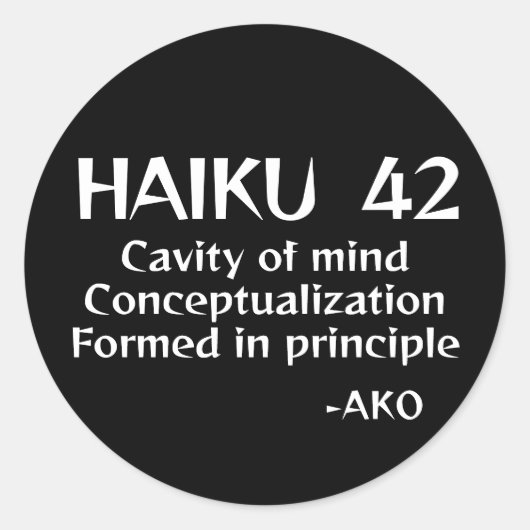 HAIKU 42 RONDE STICKER (Voorkant)