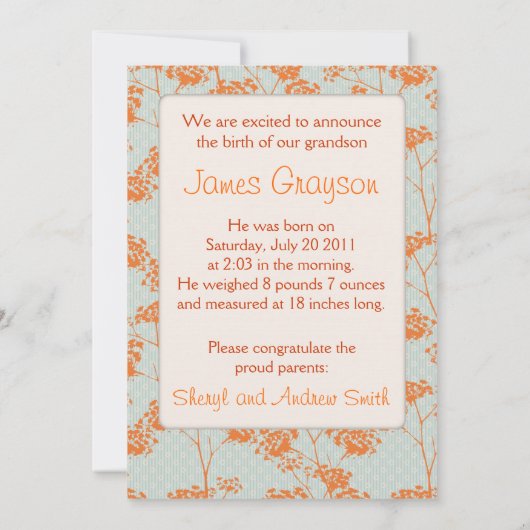 Haiku-Baby-aankondigingskaart Aankondiging (Achterkant)