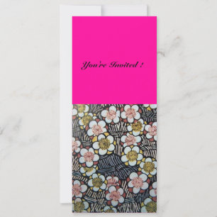 HAIKU/BLACK WHITE PINK FUCHSIA SPRING FLOWERS KAART