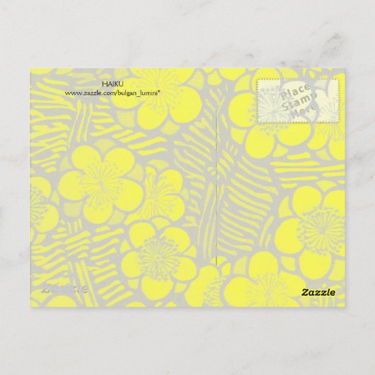 HAIKU/BLACK WHITE PINK YELLOW SPRINGSTROMEN BRIEFKAART (Achterkant)