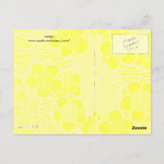 HAIKU/BLACK WHITE PINK YELLOW SPRINGSTROMEN BRIEFKAART (Achterkant)