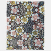 HAIKU/BLACK WHITE PINK YELLOW SPRINGSTROMEN FLEECE DEKEN (Voorkant)