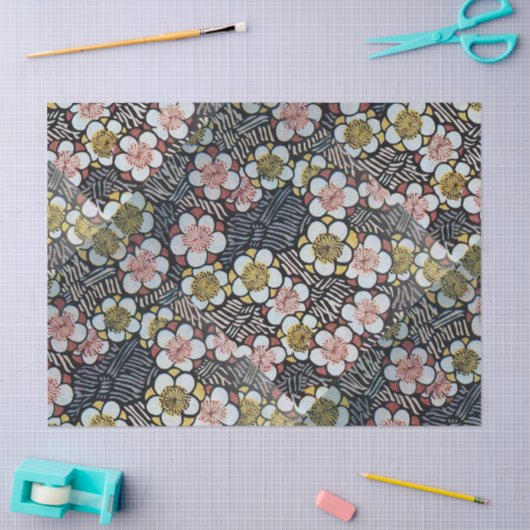 HAIKU/BLACK WHITE PINK YELLOW SPRINGSTROMEN TISSUEPAPIER (Craft)