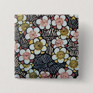 HAIKU/BLACK WHITE PINK YELLOW SPRINGSTROMEN VIERKANTE BUTTON 5,1 CM