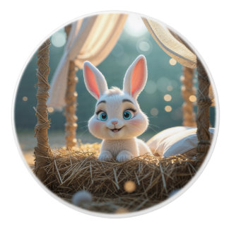 Haiku de konijnenknop keramische knop