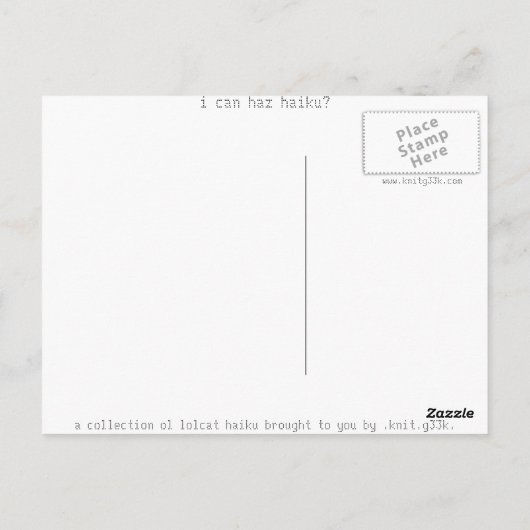 haiku kat 12 briefkaart (Achterkant)