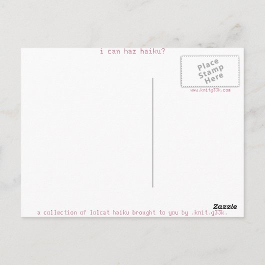 haiku kat 1 briefkaart (Achterkant)