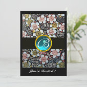 HAIKU/ LENTE BLOEMEN BLAUWE TURQUOISE EDELSTEEN MO KAART (Staand voorkant)