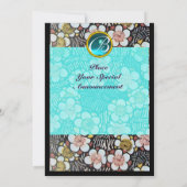 HAIKU/ LENTE BLOEMEN BLAUWE TURQUOISE EDELSTEEN MO KAART (Achterkant)