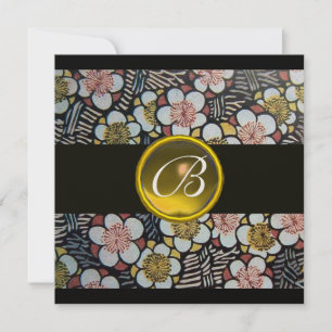 HAIKU/LENTE BLOEMEN GELE TOPAZE INITIALEN KAART