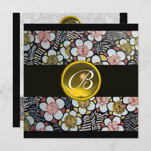 HAIKU/SPRINGSTROMEN GEEL TOPAZ-MONOGRAM KAART (Voorkant / Achterkant)