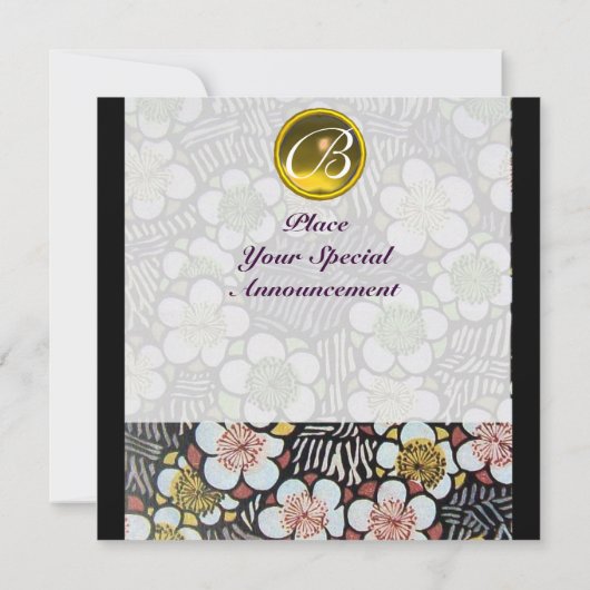 HAIKU/SPRINGSTROMEN GEEL TOPAZ-MONOGRAM KAART (Achterkant)