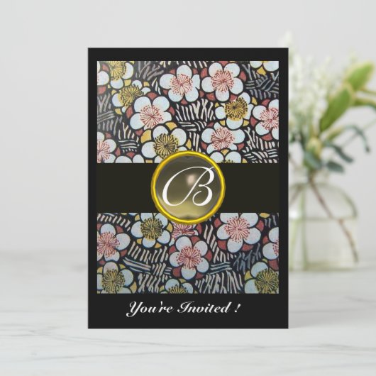 HAIKU-/SPRINGSTROMEN GEMIDDELDE GEM-MONOGRAM KAART (Staand voorkant)