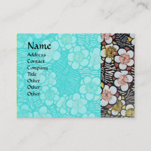 HAIKU / ZWART WIT BLUW TURQUOISE LENTE BLOEMEN VISITEKAARTJE