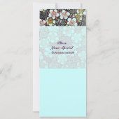 HAIKU/ ZWART WIT GEEL ROZE BLAUW LENTE BLOEMEN KAART (Achterkant)